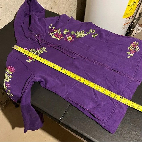 Sara Studio Embroidered Floral Purple Full Zip Sweatshirt Size Large - Picture 11 of 11
